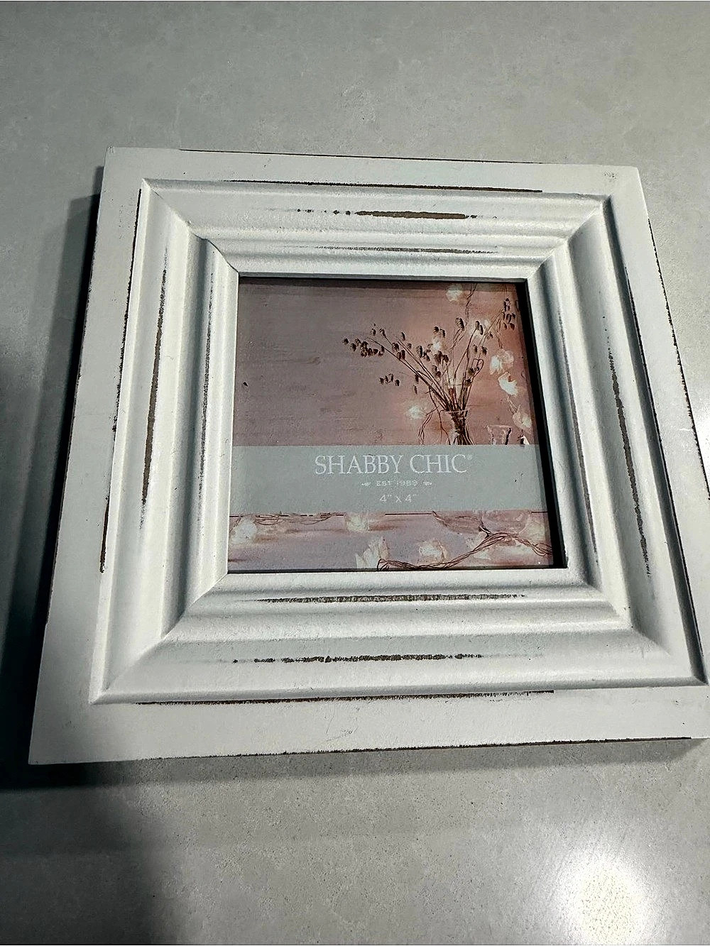 Shabby Chic Distressed Picture Frame in White & Pink